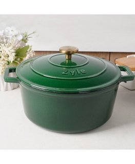 Apaļš emaljēts čuguna katls Zyle ZY020GRKI, zaļš, Ø 27 cm, 6 l