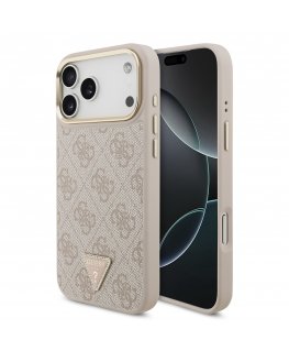 Guess PU Fixed Glitter 4G Metal Logo Case for iPhone 17 Air Pink