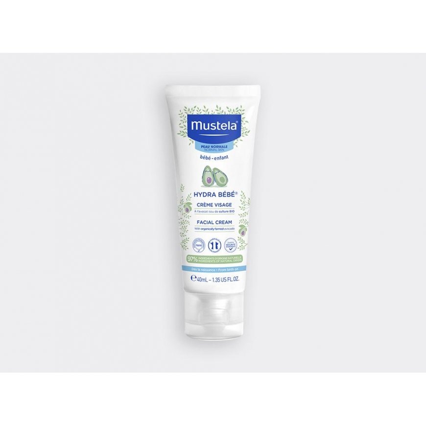 Mustela Crème Visage Hydra Bébé à l'avocat BIO 450ml bērnu krēms 40 ml