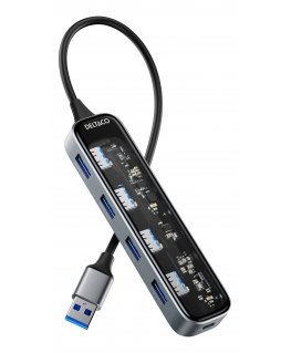 Deltaco UH-736 хаб-разветвитель USB 3.2 Gen 1 (3.1 Gen 1) Type-A 5000 Мбит/с Черный