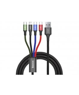 Baseus CA1T4-B01 mobile phone cable Black 1.2 m USB A Lightning + micro-USB B + USB C