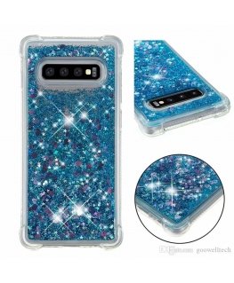 Samsung S10e aizmugures vāks ar šķidru spīdumu zils