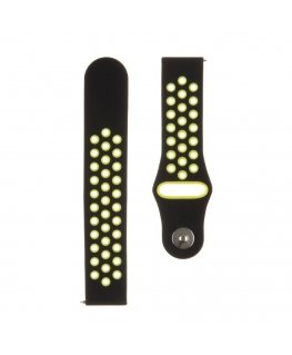 20mm Double Silicone Watch Band Black Yellow