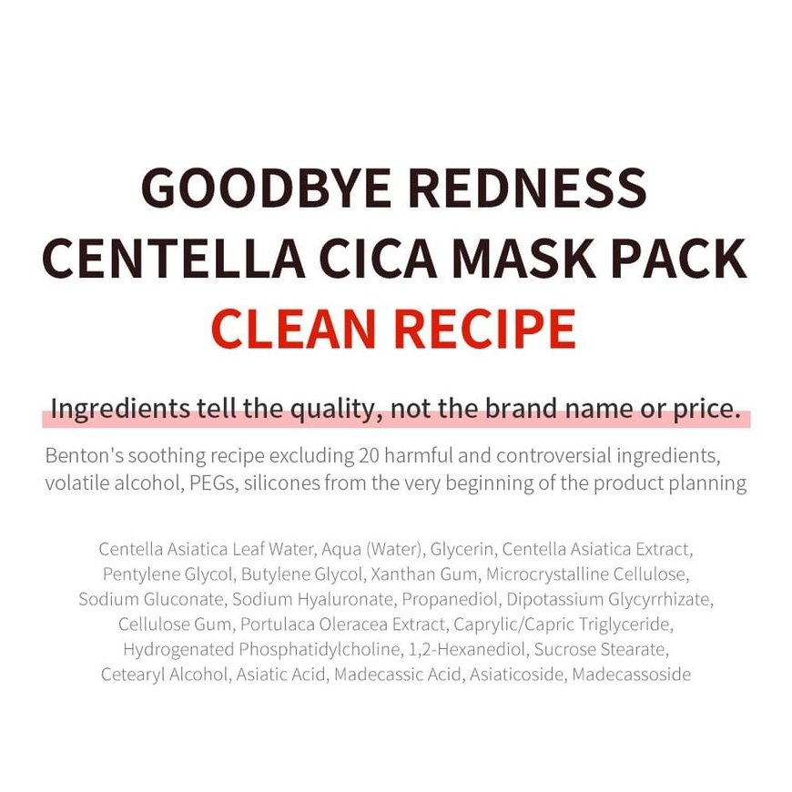 Goodbye Redness Centella Cica Mask Pack - Soothing sheet mask for – 2