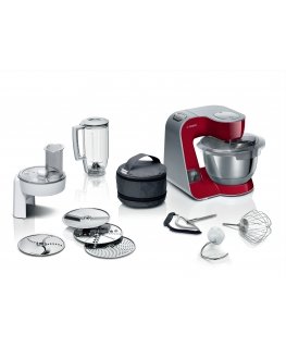 Bosch Serie 4 MUM5X720 pārtikas pārstrāde 1000 W 3,9 L Sarkans, Sudrabs Iebūvēti svari