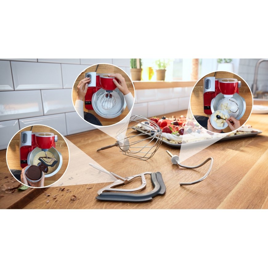 Bosch Serie 4 MUM5X720 monitoimikone 1000 W 3,9 L Punainen, Hopea Sisäänrakennettu vaaka – 3