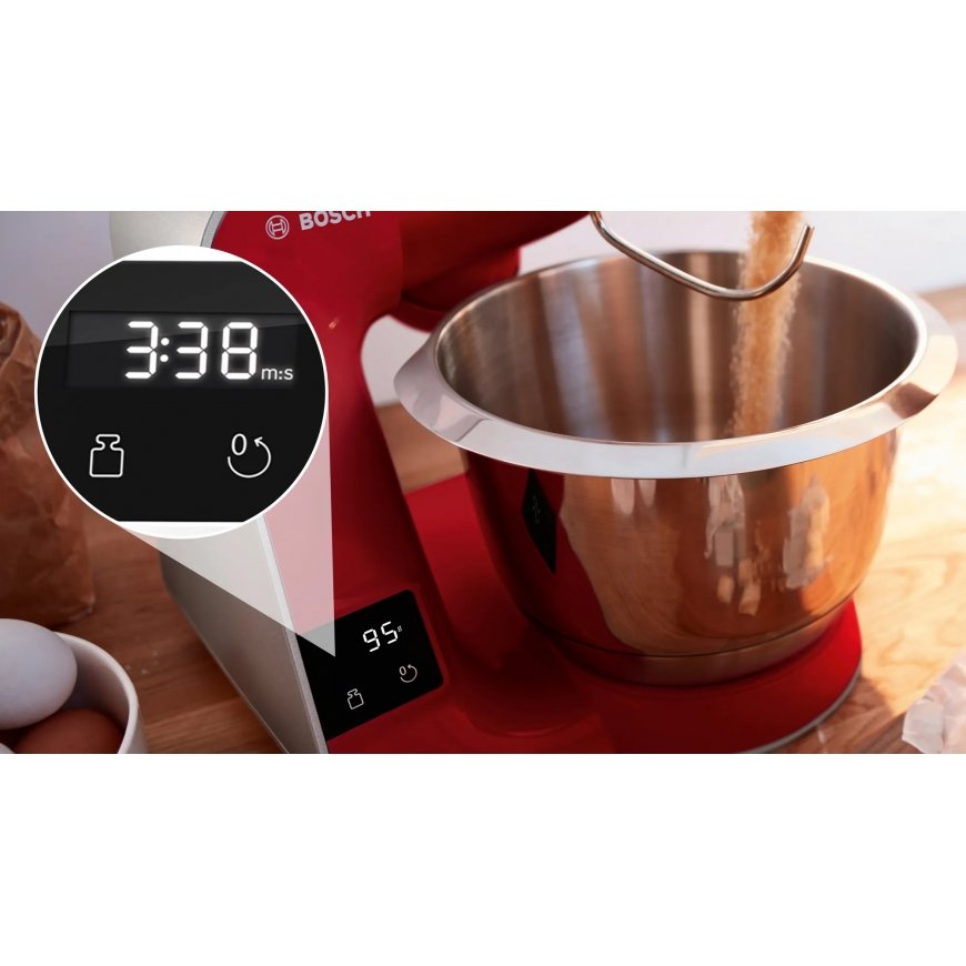 Bosch Serie 4 MUM5X720 monitoimikone 1000 W 3,9 L Punainen, Hopea Sisäänrakennettu vaaka – 5