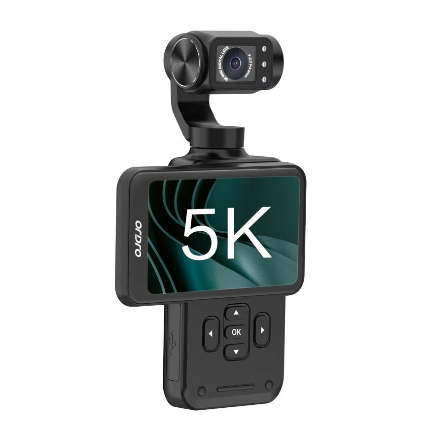 Ordro Pocket M5 3 ašių gimbal kamera, 5K, vloggingui ir YouTube