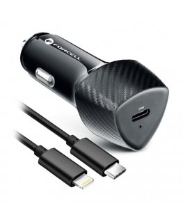 FORCELL F-ENERGY Carbon CC50-1C car charger Type C + cable Type C to Lightning PD 3A 20W black