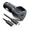 FORCELL F-ENERGY Carbon CC50-1C auto laadija Tüüp C + kaabel Tüüp C kuni Lightning PD 3A 20W must FORCELL F-ENERGY Carbon CC50-1C auto laadija Tüüp C + kaabel Tüüp C kuni Lightning PD 3A 20W must