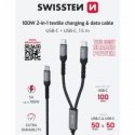 Swissten 2in1 uzlādes USB-C / 2x USB-C kabelis 100W 1.5m Swissten 2in1 uzlādes USB-C / 2x USB-C kabelis 100W 1.5m
