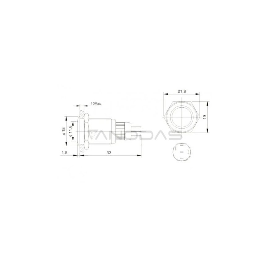 OEM ON-OFF switch with fixation - PBW-16AP - 2A/250V - flat red round – 2