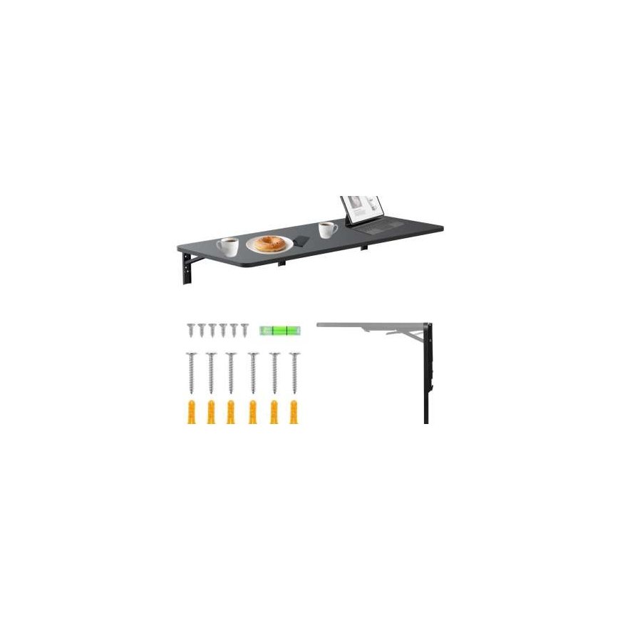 Maclean folding shelf/top, black, 100 x 40 cm, max. 50 kg, MC-128 B