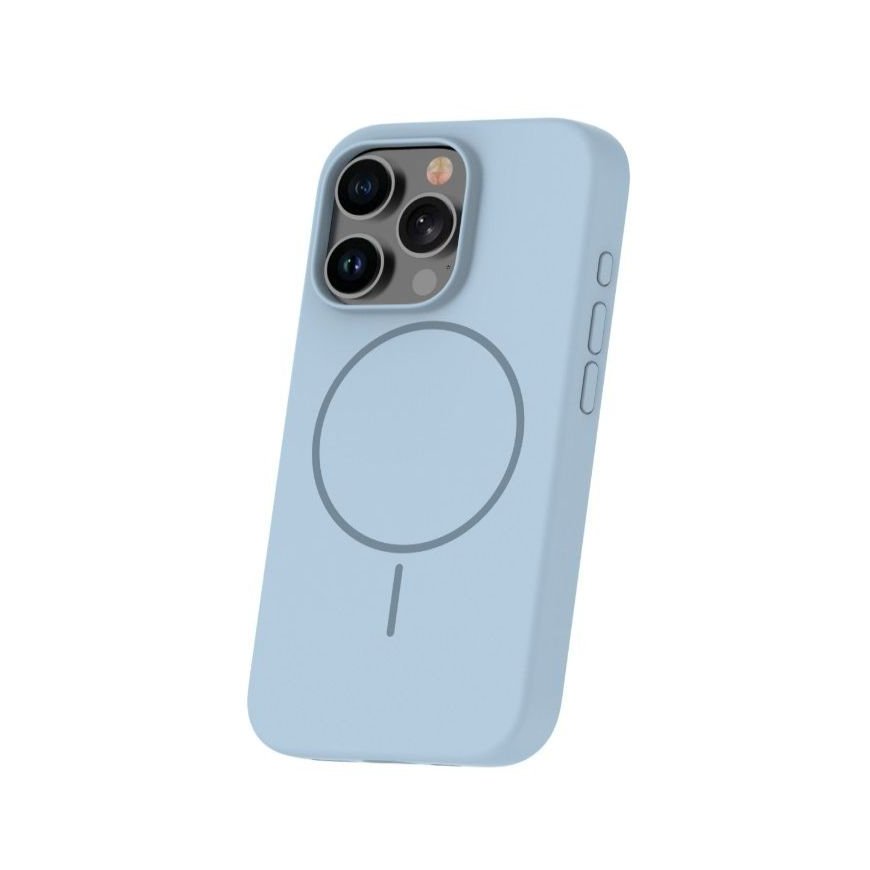 Apple iPhone 16 Pro Max pehmea puudutusega silikoonkaitse magnetilise helesinisega