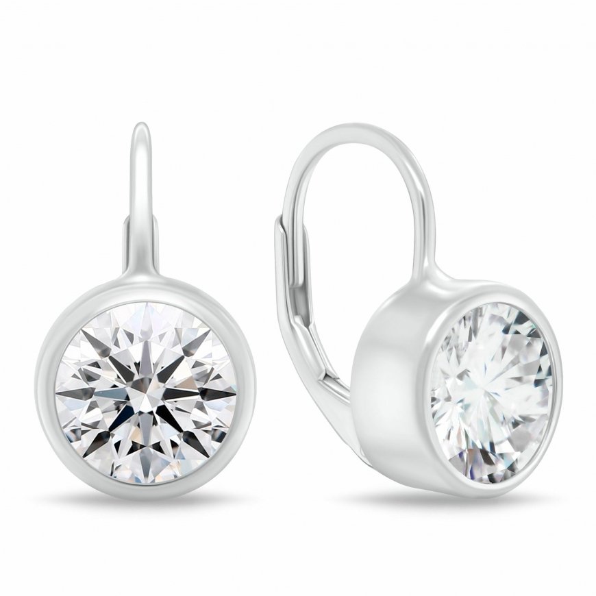 Брилио Сильвер Элегантные висячие серьги с кубическим цирконием EA1201W