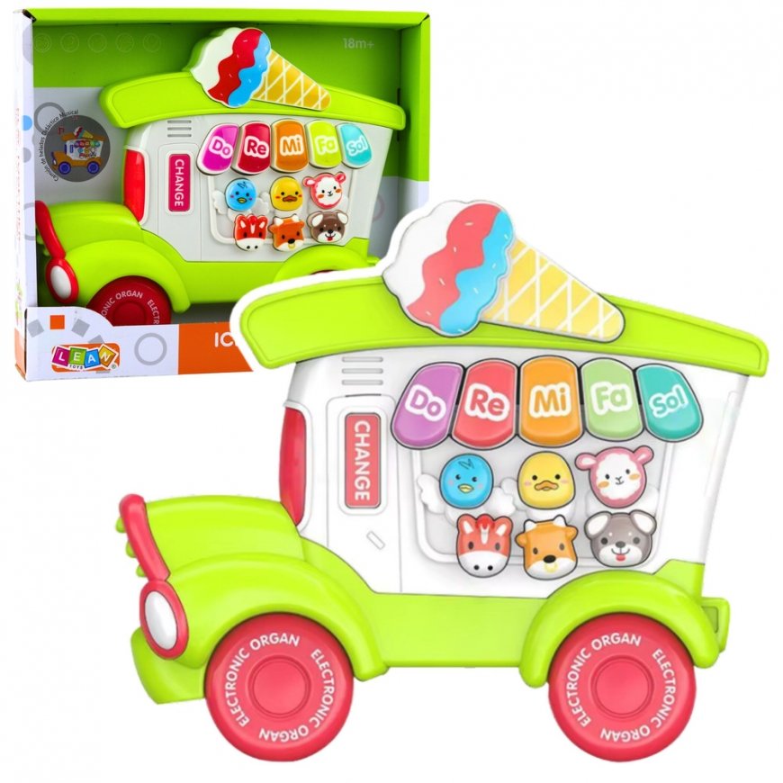 Lean Toys Muusikainstrument lastele - roheline klaver jäätisevankriga – 2