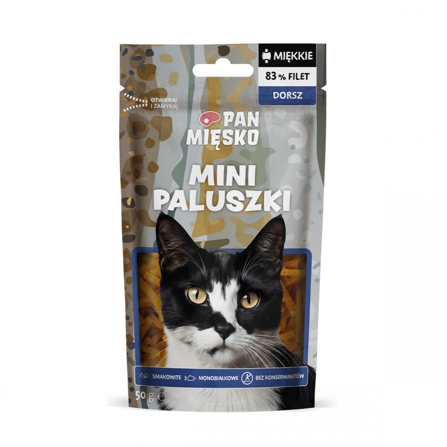 Pan Mięsko Przysmak katėms Mini piršteliai Dorsžas 50g