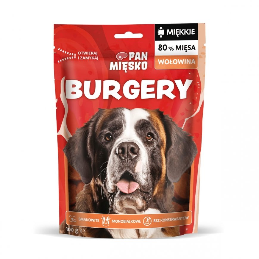 Pan Mięsko skanėstas šunims Burgerys Su jautiena 100g – 2