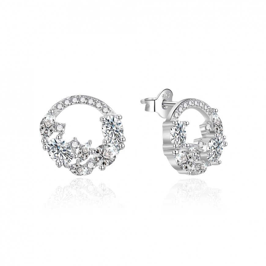 Beneto Silver Glittering Earrings AGUC1158 – 2
