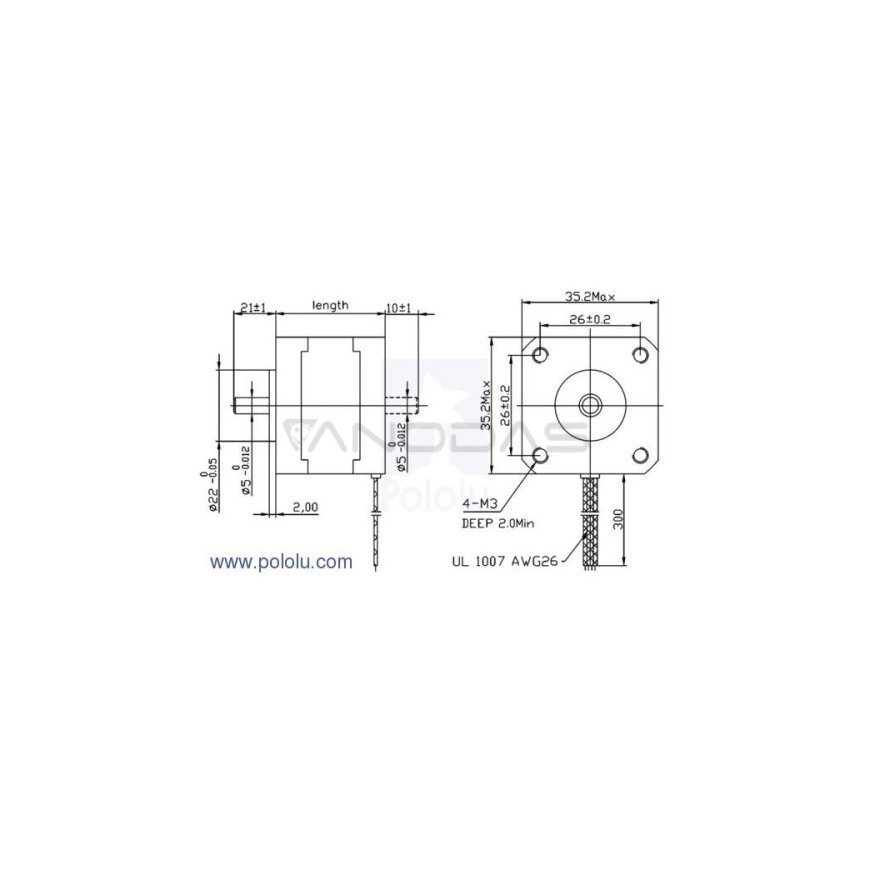 OEM Stepper Motor SY35ST28-0504A 200 steps/rev 10V / 0.5A / 0.1Nm – 2