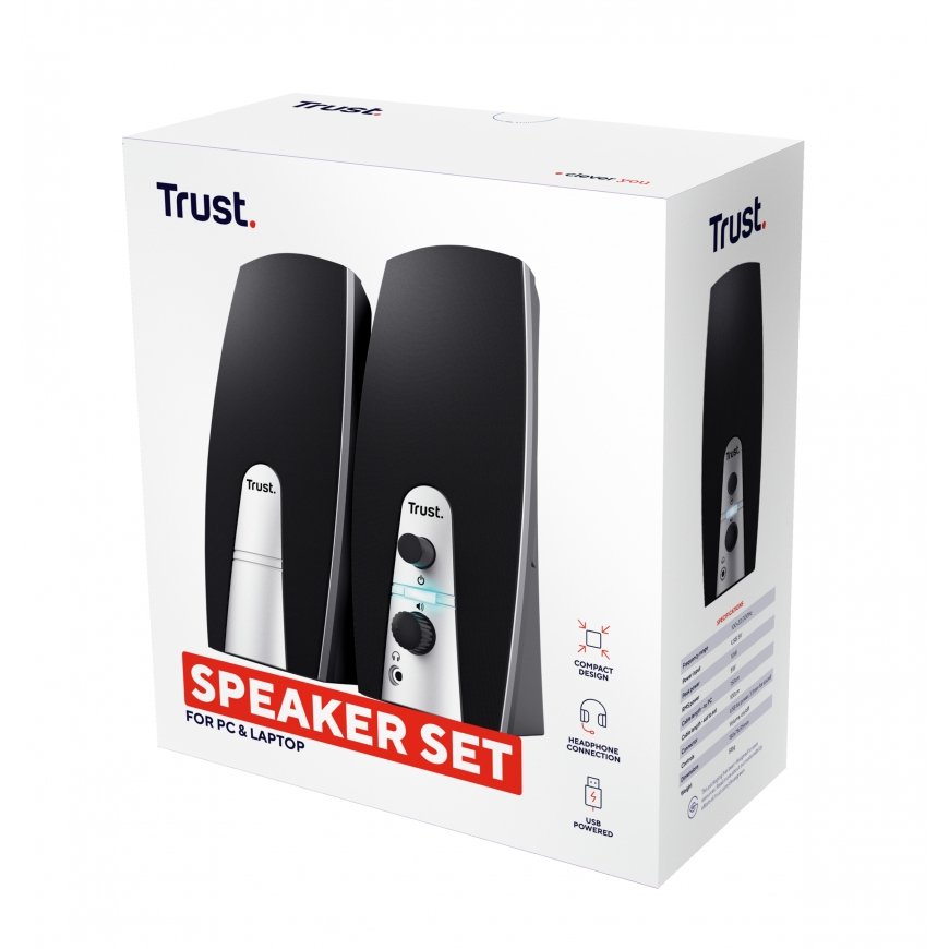 Trust 24660 speaker set 5 W PC/Laptop Black, Metallic 2.0 channels – 5
