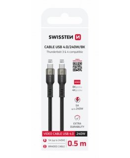 Swissten TB3 & TB4 / USB 4.0 / 8K@60Hz / 40 Gb/s / 240W USB-C Data and Video Cable 0.5m