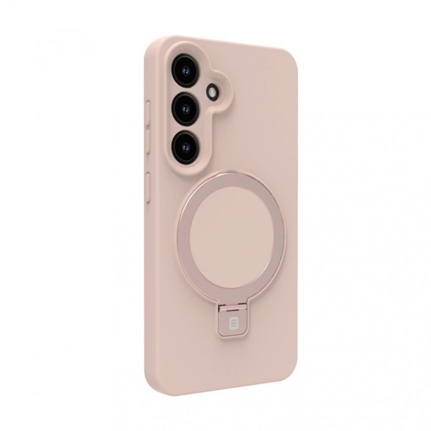 Samsung Galaxy S25 Premium Magnetic with Stand Soft Touch Silicone Case Pink Sand
