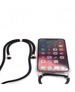 Apple iPhone X/XS vāciņš ar auklu melns caurspīdīgs