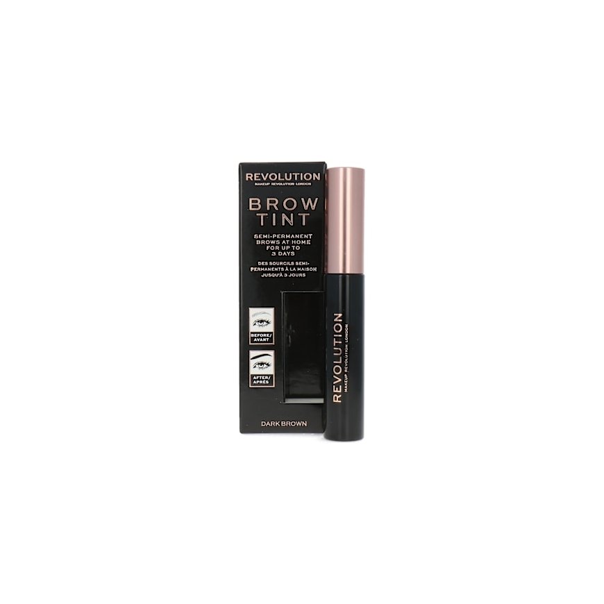 Makeup Revolution, Kulmakarva Tint, Kulmageeli, Tumma ruskea, 6 ml