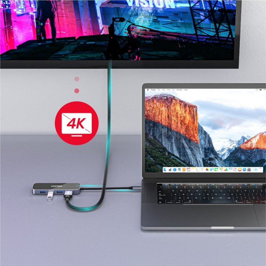 UNITEK uHUB H6 Langallinen USB 3.2 Gen 1 (3.1 Gen 1) Type-C musta, Harmaa – 5