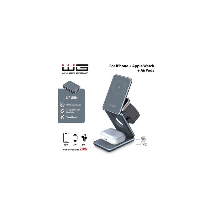 WG - Traadita laadija WG39, 3in1, 15W+5W+3W, saag – 2