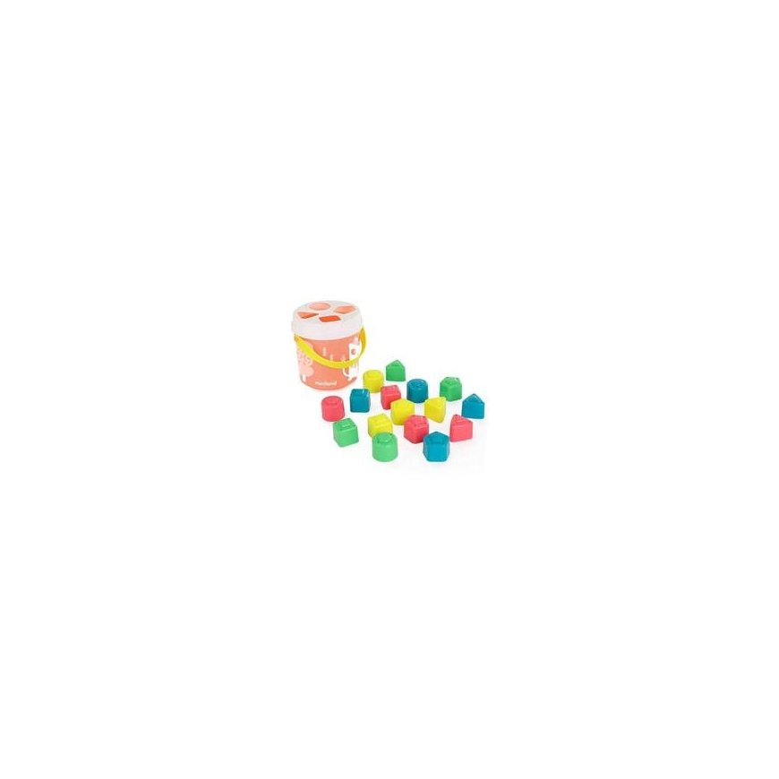 Miniland Shape Sorter - Turquoise Bucket with Blocks – 2