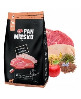 Пан Мясо Телятина с индейкой сухой корм для собак хрустики M 20кг