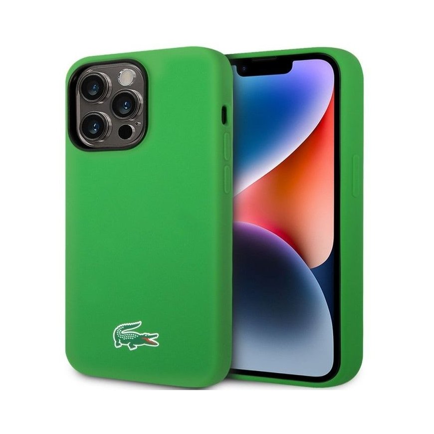 Apple iPhone 15 Pro 6.1 Liquid Silicone Microfiber Croc Logo Magsafe Back Cover Green Green