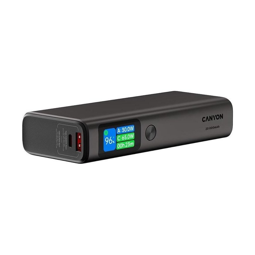 Портативное зарядное устройство Canyon 20000mAh 130W TFT, темно-серый