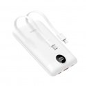 VEGER powerbank 10000 mAh ar iebūvētiem kabeļiem Type C / Lightning PD QC3.0 2A 22,5W C11C (W1170) balts