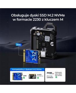 Orico M.2 NVMe 2230 Enclosure, USB-C 10 Gbps, Reinforced, Metal