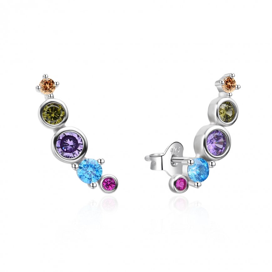 Серебряные серьги Agato Ilgi с цветными цирконами AGT-E255PC