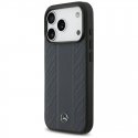 Case Mercedes Leather Laurel Leaves Stripes MagSafe for iPhone 17 Pro blue