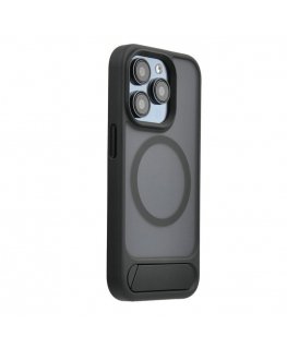 Apple iPhone 15 Rubber Coated MagSafe With Stand Case Black