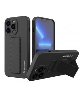 Apple Phone 13 Pro Max Kickstand'i kate, silikoonkate koos jalaga, must