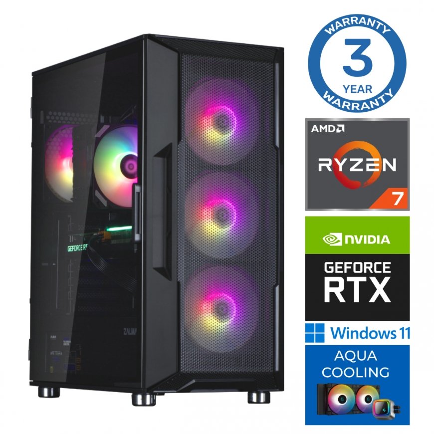 INTOP AQUA Ryzen 7 7700X 16GB DDR5 500SSD M.2 NVME+2TB RTX5050 8GB WIN11