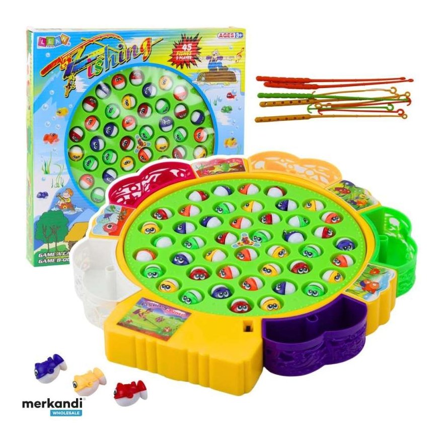 Lean Toys Žaidimas „Žvejyba“ su besisukančiu ežeru ir 5 meškerėmis