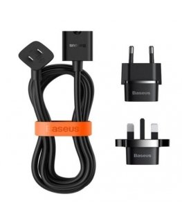 Универсальный кабель PowerCombo / удлинитель с мини-распределителем питания 1м черный (европейский и британский адаптер питания 