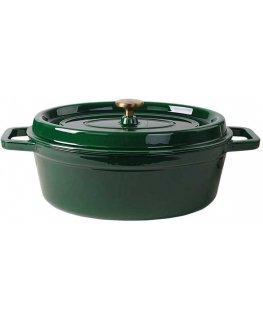 Ovalus emaliuotas ketaus puodas Zyle ZY040GRKI, žalias, 7,8 l