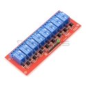 Oem 8 kanalų relės modulis su optoizoliacija - 10A / 250VAC kontaktai - 12V ritė - raudona