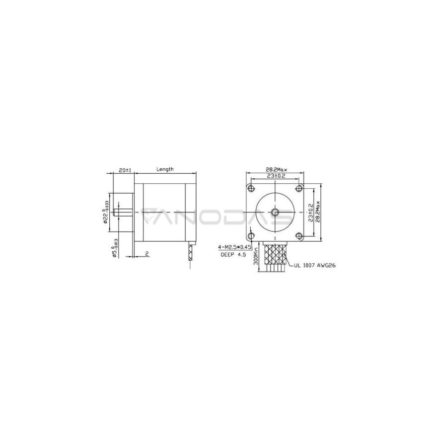 Oem Askelmoottori SY28STH45-0674A 200 askelta/kierros 4.5 V / 0.67 A / 0.095 Nm – 2