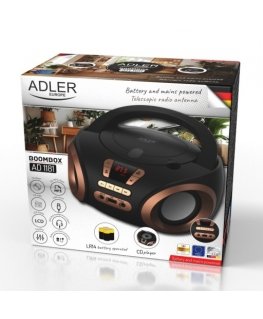 Adler AD 1181 черный медный радиоприемник-магнитофон CD-MP3 | USB | FM радио | AUX | Разъем для наушников