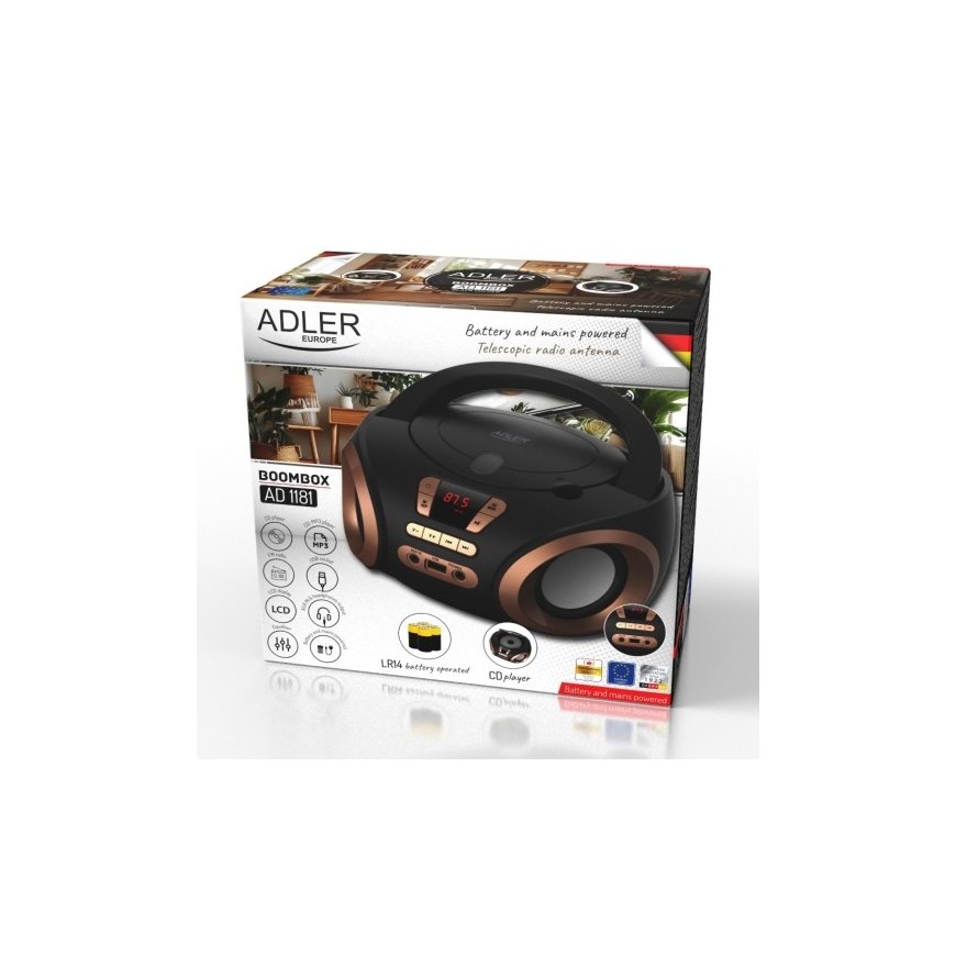 Adler AD 1181 melnā vara radio