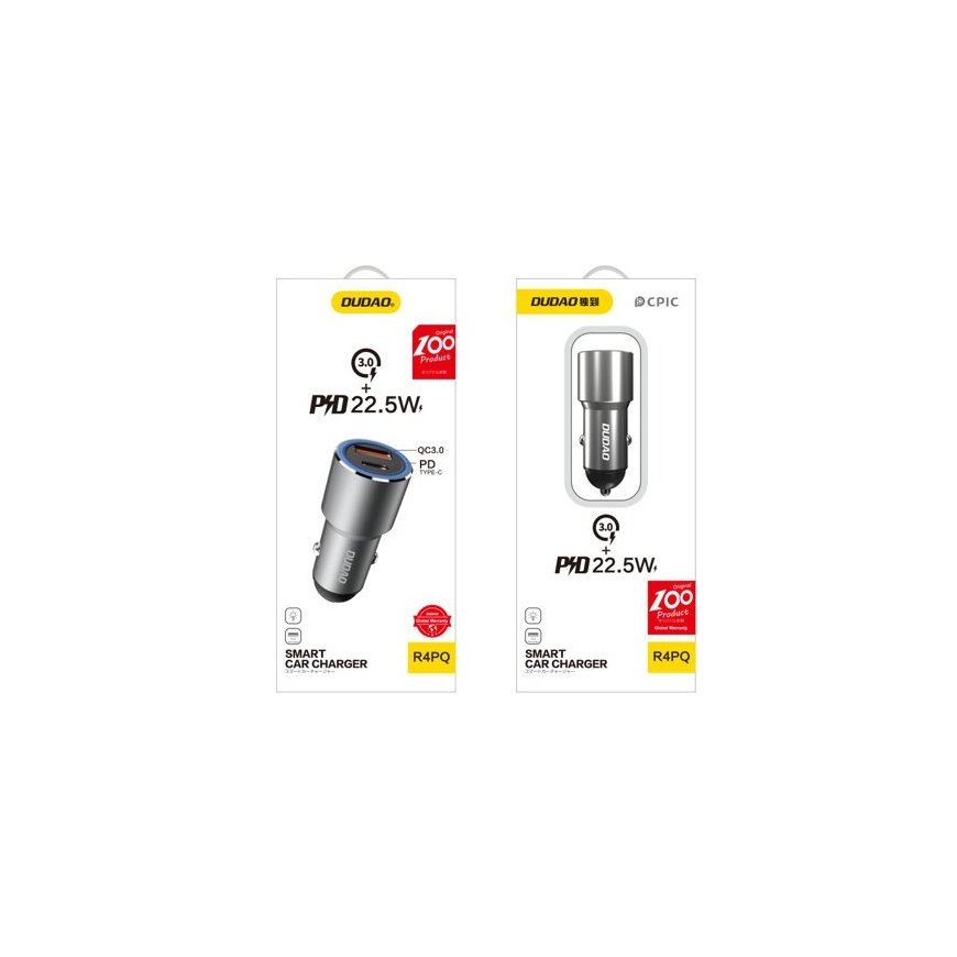 DUDAO R4PQ Car Charger 22.5W Universal Grey Cigar lighter Fast charging Auto – 2